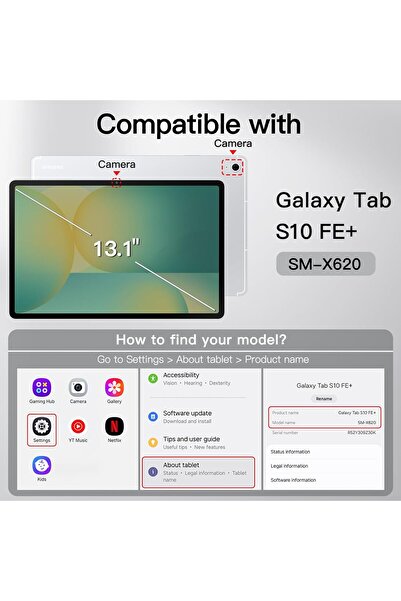 JETech Case for Samsung Galaxy Tab S10 FE+ 13.1" with S Pen Holder, Soft TPU Tri-Fold, S Pen Chargin