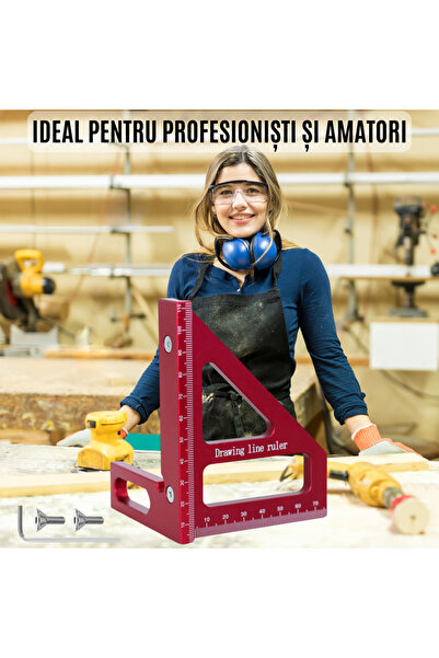 CZAY Riglă metalică triunghiulară de precizie 0,002 mm, instrument de măsurare 3D 45/90, dulgher