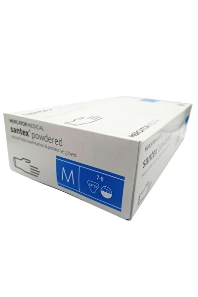 Vision Set 100 pieces latex gloves, medical, powdered, cream color, size M