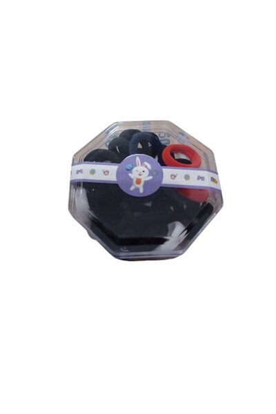 Vision XXI Set 30 elastice de păr, alb, negru, bleumarin și roșu, Vision XXI, în cutie de plastic cu capac