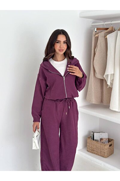 Noa Noa Zippered Cardigan Pants Velvet Set