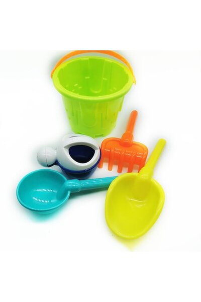 Vision Children's sand bucket with sprinkler, rake and 2 scoops, 13 cm x 17 cm, green, V