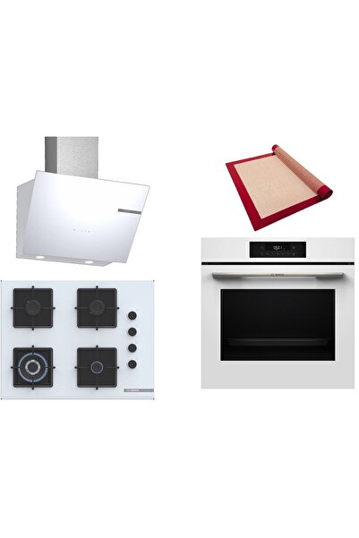 Bosch Beyaz 3 lü Ankastre Set (HJG852YW0T-POH7C2P30O-DWK66PJ20T) 3D Fry - Piş...