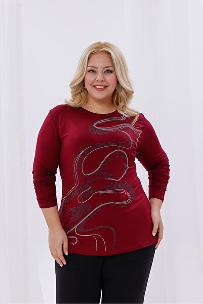 Siyezen Büyük Beden Taş Işıltılı Bluz