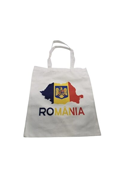 Vision XXI Sacosa Textila pentru Cadouri, cu Harta Romaniei si Stema Noua, Material Gros, 38x34cm, Ideala pentr