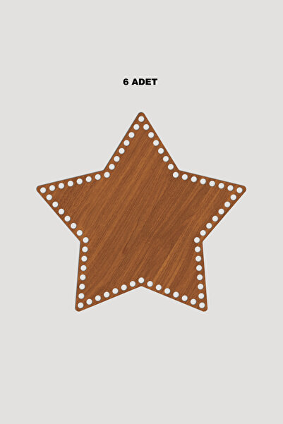 Lucena قاعدة صينية خشبية على شكل نجمة مقاس 15×16 سم 6 قطع من خشب الجوز 3 مم