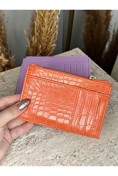 MODA Faux Leather Women's Orange Card Holder - Zippered Card Holder with Coin...