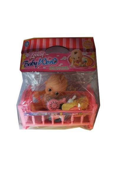 Vision XXI Set de joacă pentru copii, leagăn cu balansoar, păpușă, oliță, 7 accesorii, 30x20cm, VisionXXI