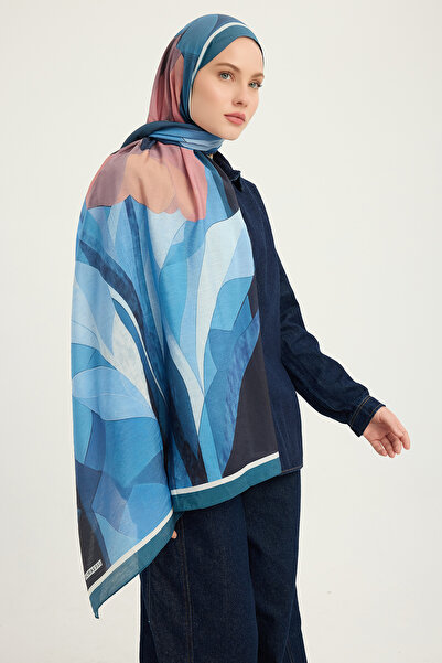 Schaless Illuminated Flowers - Turquoise - Vierra Patterned Viscose Shawl - 70X190 cm