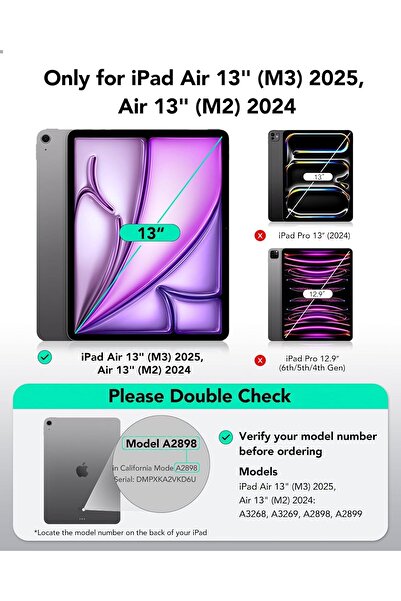 OSIRION ESR Case for iPad Air 13 Inch (2025/2024) Classic Series, Shock and Drop Protection- Clear Purple