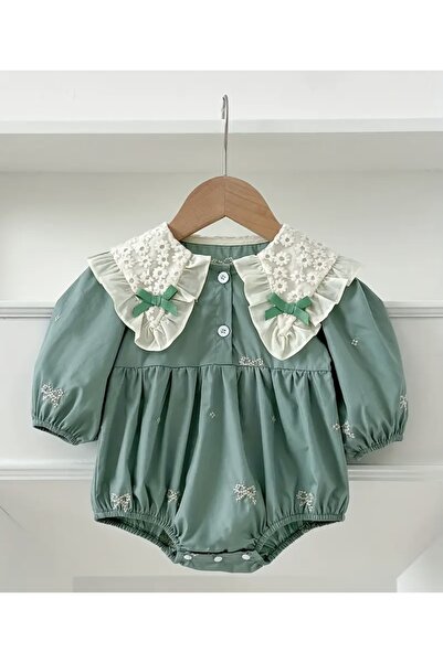 bebeğim butik Bebek yakalı fiyonk detaylı romper