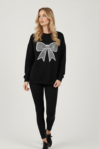 UNCİA OUTDOORS Hanorac de damă cu imprimeu panglică, model oversize, la modă