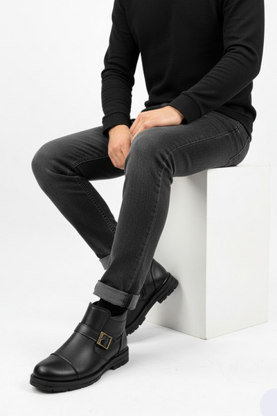 Tomato Bags Ανδρικές μπότες από συνθετικό δέρμα με επένδυση από γούνα με φερμουάρ και αντιολισθητική σόλα Thermo