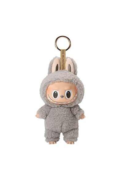 AjieQaQ Breloc cu figurină de pluș Labubu, moale și drăguț, 3+ ani, gri