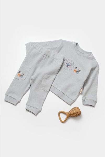 BabyCosy Organic Wear Lion blouse and pants set, gray, BabyCosy, 100% cotton