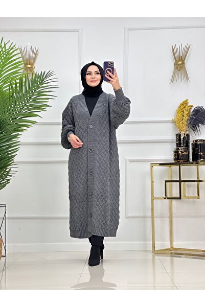 Enans Design Pletena tkanina za kosu Tok Knitwear Cemre Hidžab Kardigan