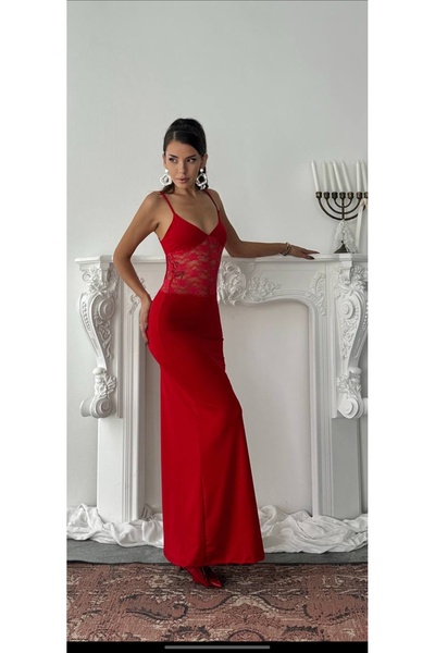 Miran Miranfashion maxi güpür elbise