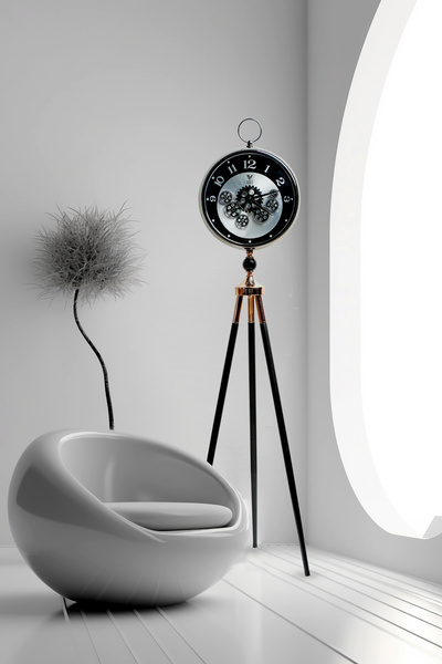 VOGUE VENUE ساعة قدم ثلاثية القوائم فاخرة عتيقة الطراز مع حامل خشبي قابل للتعديل وساعة قائمة مزخرفة على الطراز العتيق