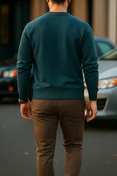 SILVANO Erkek Uzun Kollu Kışlık Comfort Mavi Bol Sweatshirt