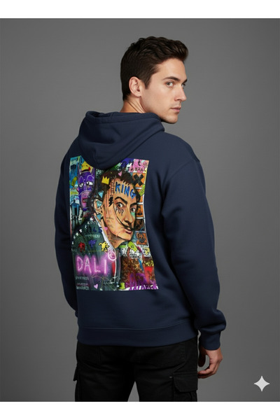 By Caspita Fashion هودي لينيثرا سلفادور دالي مطبوع من الخلف للجنسين مقاس كبير