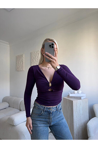 Zora Butik Göğüs Aksesuar Halka Crop - MOR