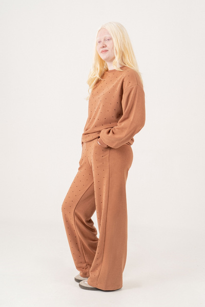 GİYİCEM TEKSTİL Girl's Basic Stone Embroidered Tracksuit Set 6504