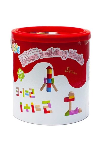 Vision XXI Colored Wooden Blocks with Bucket, 40 Pieces,