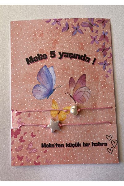 Kelebek Temalı Özel Doğum Günü Hediyelik Bileklik 10 Adet– Çocuk Parti Misafi...