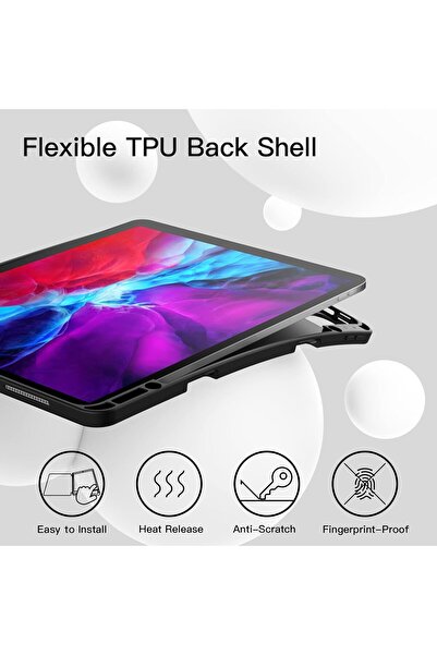 JETech Slim Case for iPad Pro 12.9 (2020/2018) with Pencil Holder, TPU Soft Back, Auto Sleep/Wake -