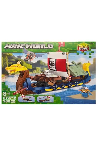 OEM Minecraft World Construction Set, Viking Ship, 3 building modes, 586 pieces