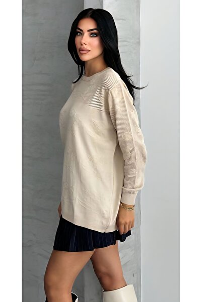 GALA WOMAN Детальний опис довгих рукавів ажурного трикотажного светру