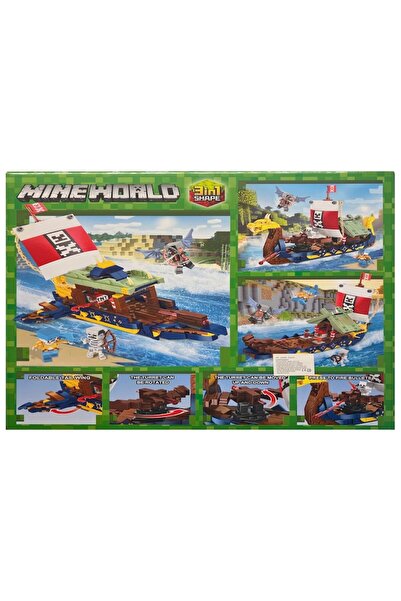 OEM Minecraft World Construction Set, Viking Ship, 3 building modes, 586 pieces