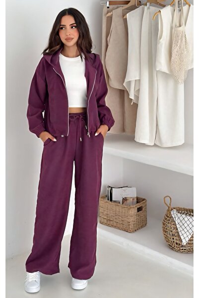 Noa Noa Zippered Cardigan Pants Velvet Set