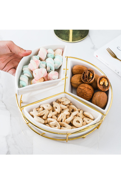 Trendy's Tava fructe TRENDY’S, cu trei compartimente ,alb-auriu