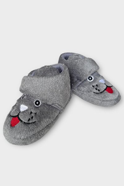 Liger Παιδική αντιολισθητική σόλα με Velcro Παπούτσια νηπιαγωγείου Παπούτσια για το σπίτι Παντόφλες ΓΚΡΙ