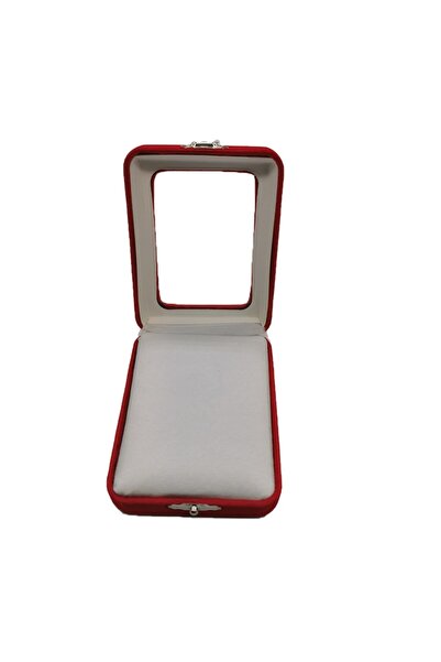 Vision Box for Displaying Martisor in Red Velvet, White Interior, Glass Window, VisionXXI