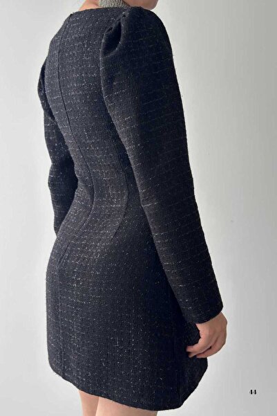 Moda Amore Класическа елегантност: рокля с туидно сако и голям камък на яката 753