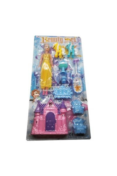 Vision Set for girls, castle, doll, two ponies and accessories, 12 pieces