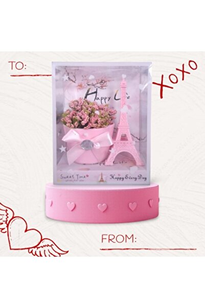 Vision XXI Ornament Buchet De Flori In Suport Roz Model Ghiveci Si Turnul Eiffel,