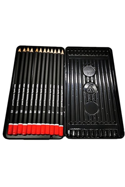 Vision XXI Set 12 creioane de diferite durități 8B-2H, în cutie metalică,