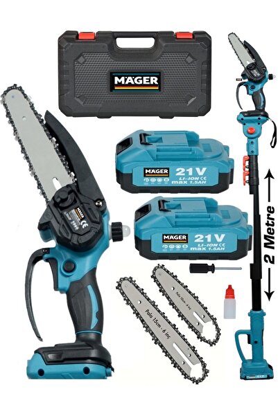 Mager Akülü şarjlı Dal Budama Testere Makinesi Çift Apalı Çift Akü Ve Teleskopik Uzatma Kolu