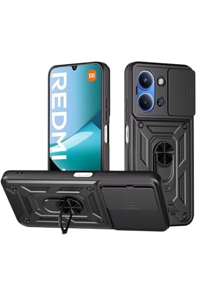Fibaks Xiaomi Redmi 15C Kılıf Kamera Korumalı Sürgülü Yüzüklü Armor Military ...
