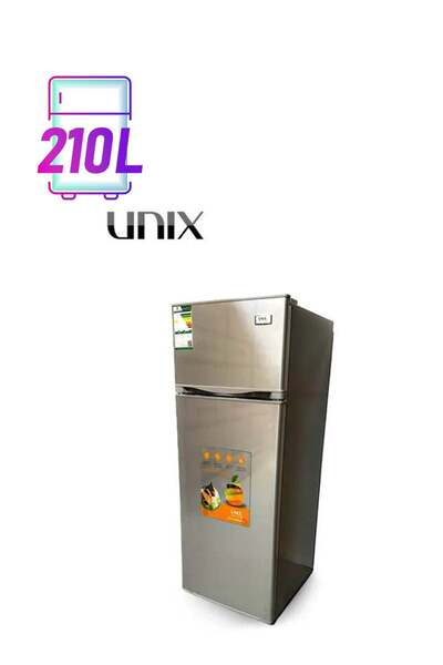 unix two doors refrigerator and freezer 7.4 feet, 210L, Silver