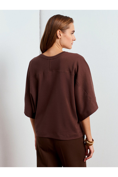 Dilvin 32210 Μπλουζάκι με μανίκια από 100% βαμβάκι-ανοιχτό καφέ