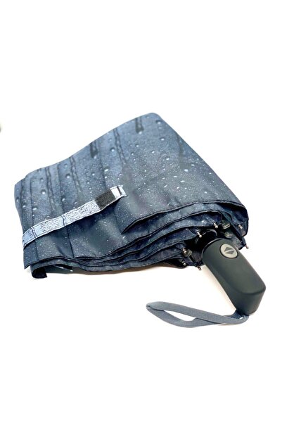 ELEVEN MARKETS Tam Otomatik Yağmur Desenli Lüx Şemsiye Gri