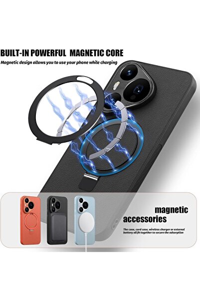 erorex Case Compatible With Leather Case For Huawei Pura 70 Pro, Magnetic Ring Holder Kickstand Protective…