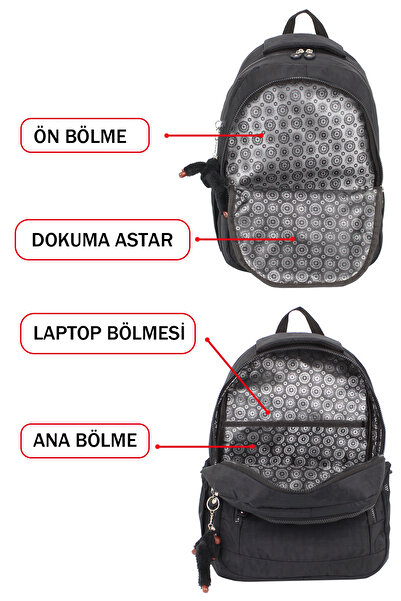 Dada Black School Bag with Side Pockets and Multiple Compartments