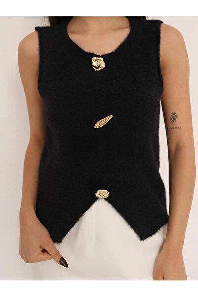 rose tml giyim Women's Soft Three Button Detail Vest Sweater