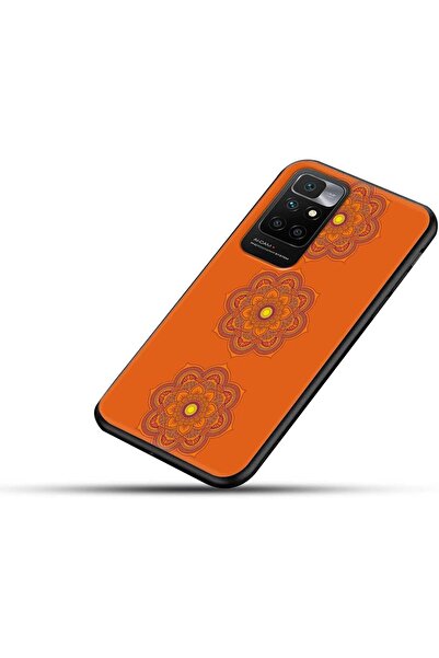 erorex Mandala012 Pattern Designer Mobile Case Cover With Black Soft-Sides For Redmi 10 Prime, Orange