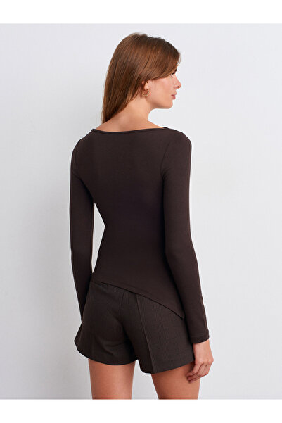 Dilvin 32198 Κορδόνι με κορδόνια που συσφίγγει τον λαιμό-Σκούρο καφέ